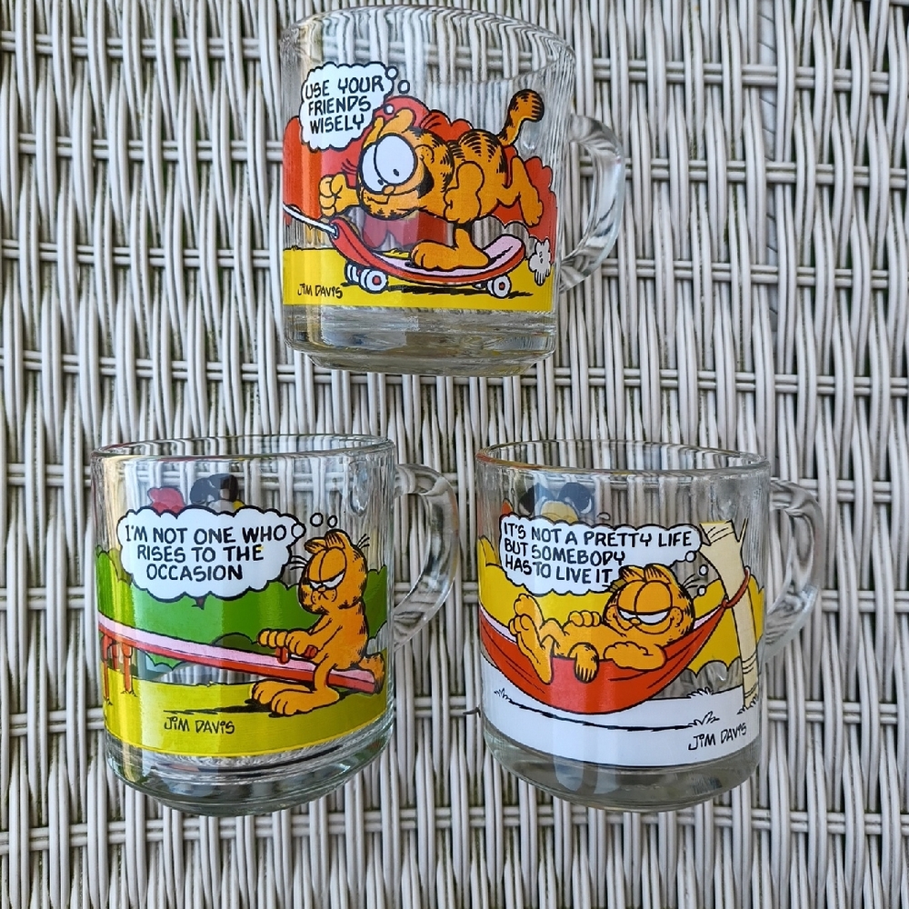 Vintage Garfield Mugs Set Of 3 || Jim Davis/McDonald's Retro